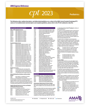 Wall Chart CPT 2023 Express Reference Coding Card: Pediatrics Book