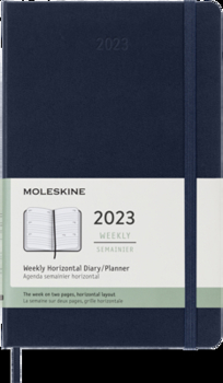 Calendar Moleskine 2023 Weekly Horizontal Planner, 12m, Large, Saphire Blue, Hard Cover (5 X 8.25) Book