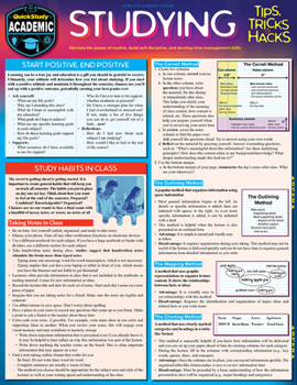 Misc. Studying Tips, Tricks & Hacks: Quickstudy Laminated Reference Guide to Grade Boosting Techniques Book