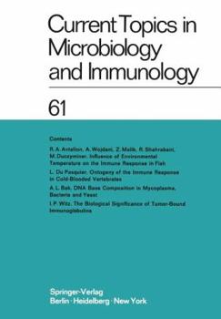 Paperback Current Topics in Microbiology and Immunology / Ergebnisse Der Mikrobiologie Und Immunitätsforschung: Volume 61 Book