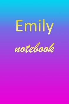 Emily: Blank Notebook | Wide Ruled Lined Paper Notepad | Writing Pad Practice Journal | Custom Personalized First Name Initial E Blue Purple Gold  | ... Homeschool & University Organizer Daybook