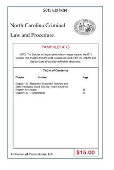 Paperback North Carolina Criminal Law and Procedure-Pamphlet 75 Book