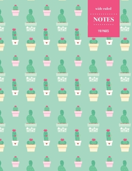 Wide Ruled Notes 110 Pages: Cactus Notebook for Kids, Teens and Students | Succulent Llama Pattern