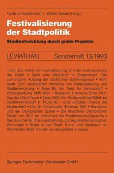 Paperback Festivalisierung Der Stadtpolitik: Stadtentwicklung Durch Große Projekte [German] Book