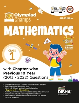 Paperback Olympiad Champs Mathematics Class 1 with Chapter-wise Previous 10 Year (2013 - 2022) Questions 4th Edition Complete Prep Guide with Theory, PYQs, Past Book