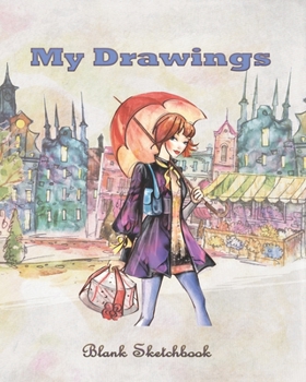 Paperback Blank Sketchbook: My Drawings - City shopping cover Book