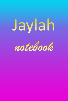 Jaylah: Blank Notebook | Wide Ruled Lined Paper Notepad | Writing Pad Practice Journal | Custom Personalized First Name Initial J Blue Purple Gold  | ... Homeschool & University Organizer Daybook