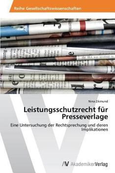Paperback Leistungsschutzrecht für Presseverlage [German] Book