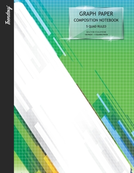 Trendoxy™ - Notebook Graph Paper, Grid Notebook, 5 Quad Ruled (8.5 x 11 IN / 21.6 x 27.9 CM) 100 Pages, 5 Squares Per Inch | Light Bars Cover Design | ... For Math, Journal, Drawing | Style: OTROD4