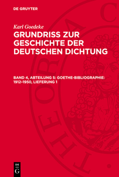Hardcover Goethe-Bibliographie: 1912-1950, Lieferung 1 [German] Book