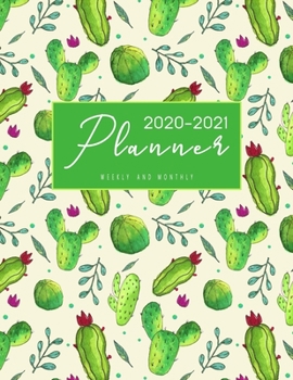 2020-2021 Weekly And Monthly Planner: Calendar Schedule, Squares Quad Ruled Notes, Dot Notes, No Holiday(January 2020 through December 2021) 8.5 x 11 Cactus