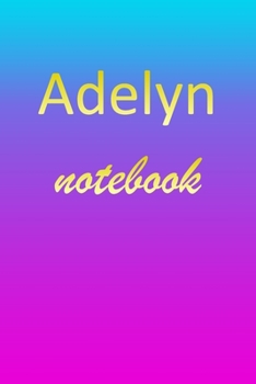 Adelyn: Blank Notebook | Wide Ruled Lined Paper Notepad | Writing Pad Practice Journal | Custom Personalized First Name Initial A Blue Purple Gold  | ... Homeschool & University Organizer Daybook