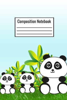 Paperback Composition Notebook: Happy Pandas College Notebook For Kids Teens Adults Men Women Couples To Write Down Daily Notes Book