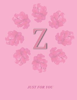 Paperback Z: Monogram Initial Z Letter Ruled Notebook for Women, Girl and School, Pink Floral Cover 8.5'' x 11'', 100 pages Book