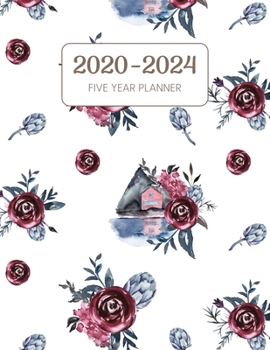 2020-2024 Five Year Planner: Monthly Agenda & Schedule with US Holidays - 60 Months or 5 Years - Wine Red Rose (Appointment Diary With Todo List & Notes)