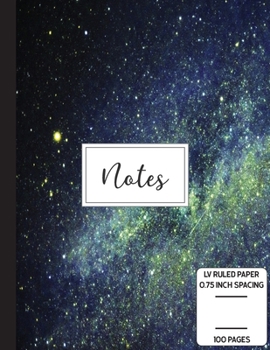 Notes: Low Vision Notebook | 0.75 Inch LV Ruled Paper | Full Size Bold Large Print Lined | Page Numbers | Cloud Burst Apple Cover