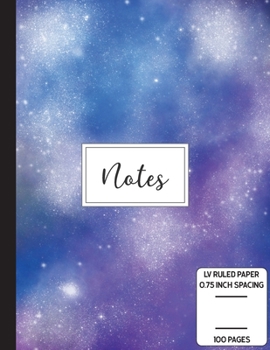 Notes: Low Vision Notebook | 0.75 Inch LV Ruled Paper | Full Size Bold Large Print Lined | Page Numbers | Cornflower Purple Cover