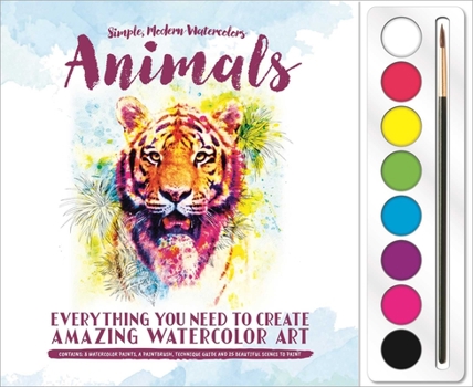 Hardcover Animals: Watercolor Paint Set: Set Includes 8 Watercolor Paints and Paintbrush Plus 25 Beautiful Scenes to Paint Book