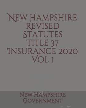 Paperback New Hampshire Revised Statutes Title 37 Insurance Vol 1 Book