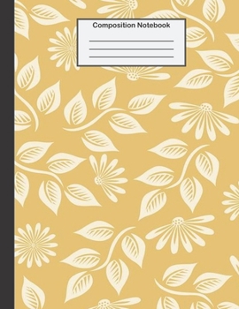 Paperback Composition Notebook: College Ruled - 8.5 x 11 Inches - 100 Pages - Gold Tone Pattern Book