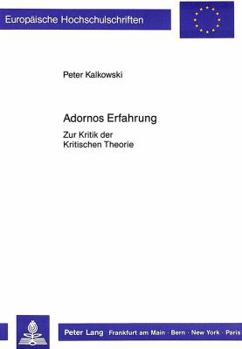 Paperback Adornos Erfahrung: Zur Kritik Der Kritischen Theorie [German] Book