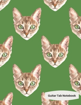 Guitar Tab Notebook: Blank 6 String Guitar Chord and Tablature Staff Music Paper for Guitar Music Composition - 100 pages, 8.5 x 11 - Green Eyed Cat Lovers