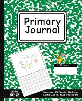 Paperback Primary Journal: School Marble Green - Grades K-2, Creative Story Tablet - Primary Draw & Write Journal Notebook For Home & School [Cla Book