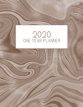 Paperback 2020 One Year Planner: Jan 2020-Dec 2020, 1 Year Planner, brown marble digital paper cover, featuring 2020 Overview, daily, weekly, monthly v Book