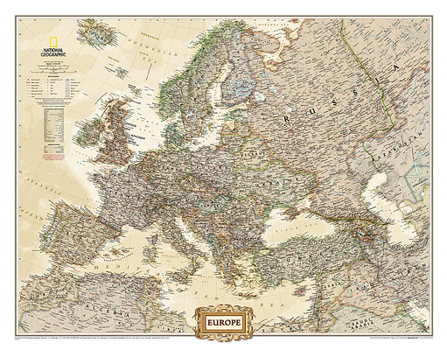 Map National Geographic Europe Wall Map - Executive - Laminated (30.5 x 23.75 in) (National Geographic Reference Map) Book