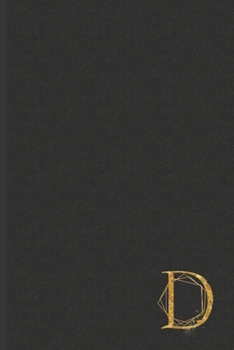 D: Professional Personalized Gold Initial D, Office or Home Journal with Dark Faux Leather-look Printed Cover