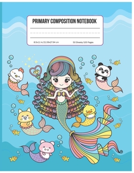 Paperback Primary Composition Notebook: Mermaid Handwriting Practice Paper - Extra large (8.5 x 11) inches, 100 pages, notebook, notebook and journals (Mermai Book