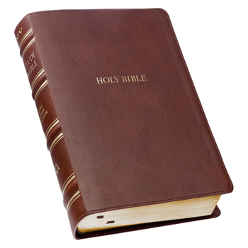 Leather Bound KJV Study Bible, Standard Print Premium Full Grain Leather - Thumb Index, King James Version Holy Bible, Saddle Tan Book