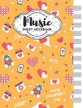 Paperback Music Sheet Notebook: Blank Staff Manuscript Paper with Valentine's Day Themed Cover Design Book