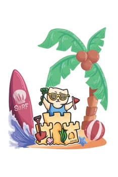 Beach Sandcastle Isle Cat Notebook: Graph Paper Journal 6x9 - 120 Pages