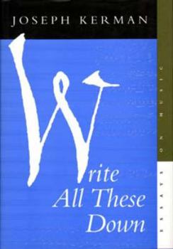 Hardcover Write All These Down: Essays on Music Book