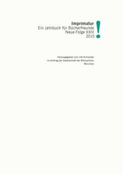 Hardcover Imprimatur 24 (2015): Ein Jahrbuch Fur Bucherfreunde [German] Book