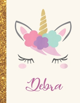 Debra: Debra Unicorn Personalized Black Paper SketchBook for Girls and Kids to Drawing and Sketching Doodle Taking Note Marble Size 8.5 x 11
