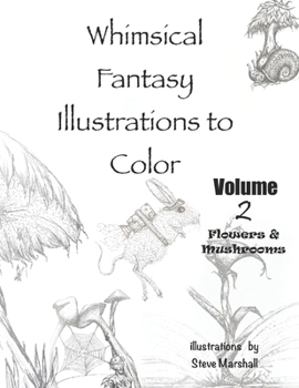 Paperback Whimsical Fantasy Illustrations to Color: Volume 2- Flowers and Mushrooms Book