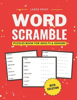 Paperback Word Scramble Puzzles Book For Adults And Seniors Large Print With Solution: Math Puzzles For Brain Train Book