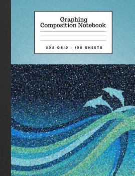 Paperback Graphing Composition Notebook 5x5 Grid 100 Sheets: Dolphins Playing in Waves Quad Graph Paper Book 7 1/2 X 9 3/4 Inches Soft Cover Book