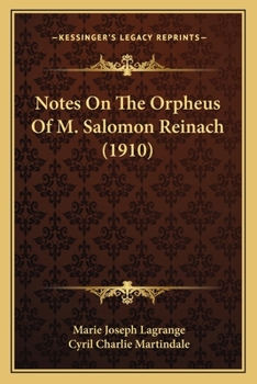 Notes on the 'Orpheus' of M. Salomon Reinach