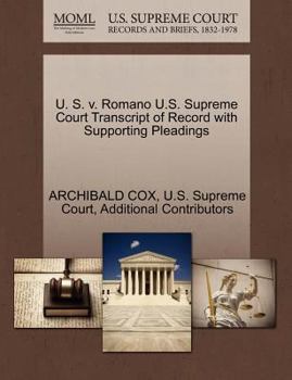 Paperback U. S. V. Romano U.S. Supreme Court Transcript of Record with Supporting Pleadings Book
