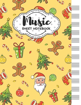 Music Sheet Notebook: Blank Staff Manuscript Paper with Christmas Themed Cover Design
