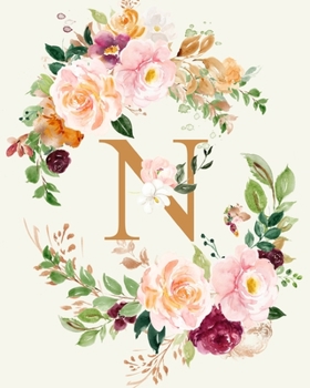 N: Initial Monogrammed Daily Planner; Undated Organizer for 12 months; Any year calendar with dot grid pages; Watercolor peonies flowers cover; Starts ... to Sunday; Schedule and Appointment tracker