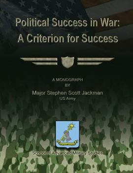 Paperback Political Success in War: A Criterion for Success Book