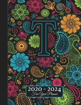 Five Year Planner: Monogram T Voodoo Style Binding I Your Initials Motivational Bullet Planner I 5 Years Appointments, Family Events, Log Book Business I Agenda & Schedule Journal I Christmas Gift