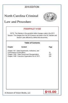 Paperback North Carolina Criminal Law and Procedure-Pamphlet 80 Book