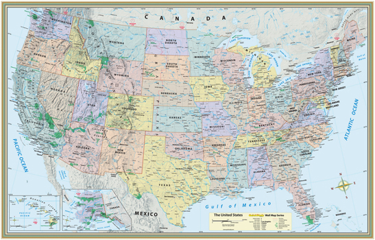 Misc. U.S. Map Poster (32 X 50 Inches) - Paper: A Quickstudy Reference Tool Book
