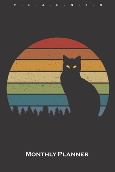 Colourful background cat shadow Monthly Planner: Monthly Calendar (Daily planner with notes) for Cat and animal lovers