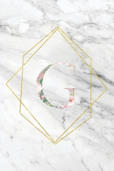 G: Elegant Marble Floral Monogram Initial G Notebook Blank Lined Paper Journal Gift for Women & Girls